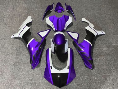 Carenados Moto Yamaha YZF 1000 R1 2020-2025 - Púrpura Blanco Falso FibraCarbono