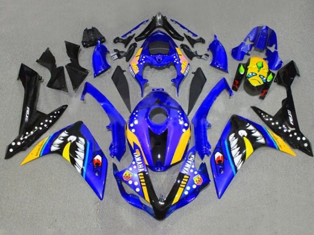 Carenados Moto Yamaha YZF 1000 R1 2007-2008 - Azul Amarillo Negro Tiburón