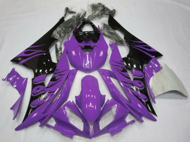 Carenados Moto Yamaha YZF R6 2008-2016 - Púrpura Negro Brillante Llama