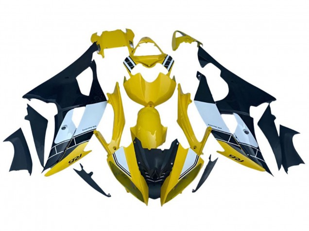 Carenados Moto Yamaha YZF R6 2008-2016 - Amarillo Blanco Negro Raya