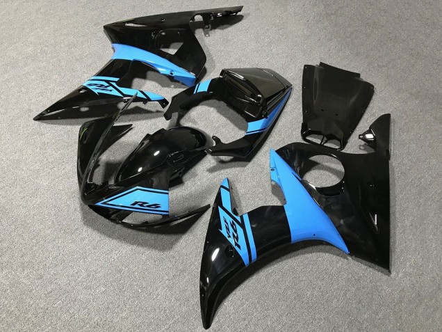 Carenados Moto Yamaha YZF R6 2005 - Negro Brillante Azul Claro