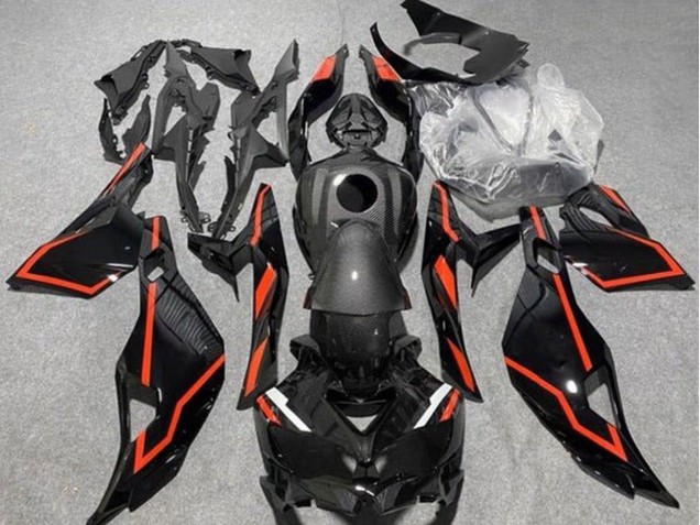 Carenados Moto Kawasaki ZX4R ZX-4RR 2019-2025 - Falso FibraCarbono Negro Rojo