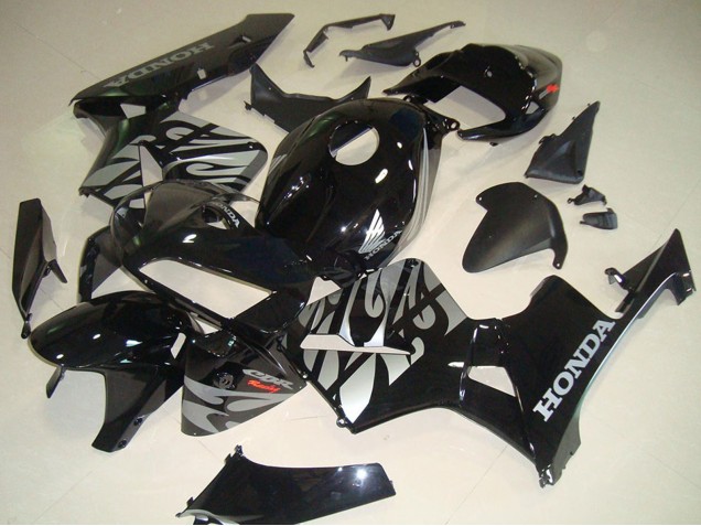 Carenados Moto Honda CBR600RR 2005-2006 - Negro Brillante Plata Llama