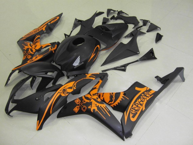 Carenados Moto Honda CBR600RR 2007-2008 - Negro Mate Naranja Cráneo