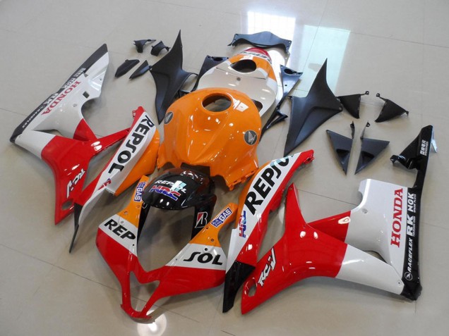 Kits Carenado Moto Honda CBR600RR 2007-2008 - Naranja Blanco Rojo Negro Brillante Repsol