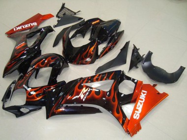 Carenados Moto Suzuki GSXR 1000 2007-2008 - Negro Brillante Naranja Llama