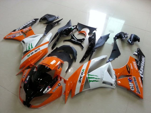 Carenados Moto Kawasaki ZX6R 2009-2012 - Naranja Blanco Negro Brillante Verde Elf Bridgestone Monstruo
