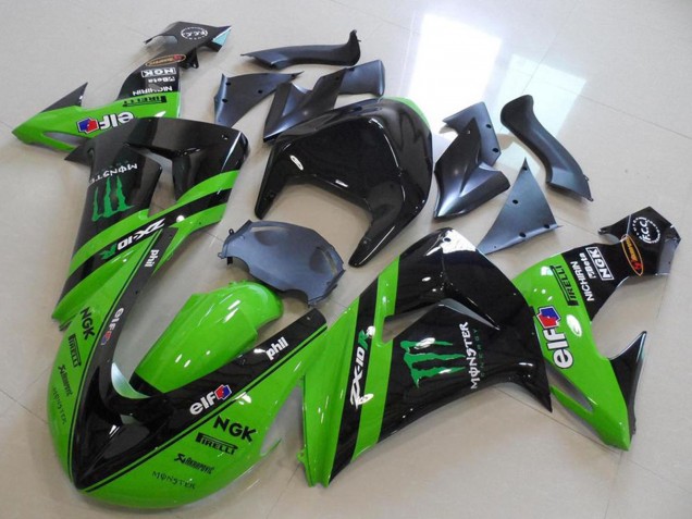 Carenados Moto Kawasaki ZX10R 2006-2007 - Verde Negro Brillante Monstruo Carrera