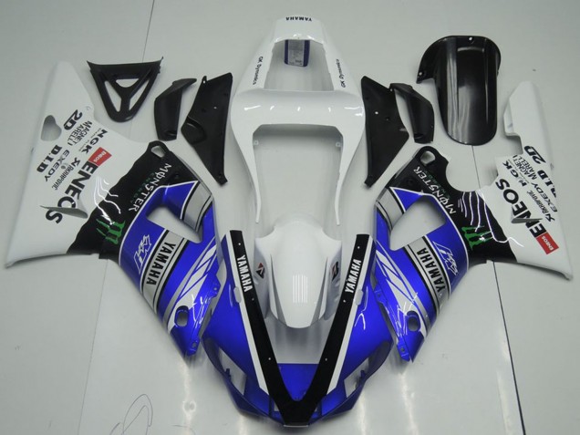 Carenados Moto Yamaha YZF R1 2000-2001 - Blanco Azul Negro ENEOS Monstruo