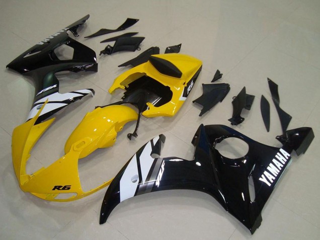 Carenados Moto Yamaha YZF R6 2003-2004 - Amarillo Blanco Negro Brillante