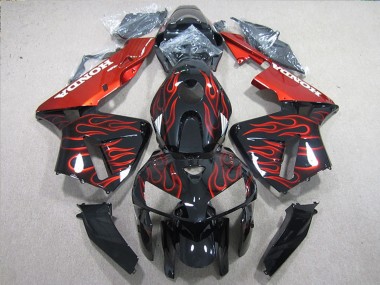 Carenado Moto Honda CBR600RR 2005-2006 - Negro Brillante Rojo Llama