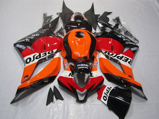 Plásticos Moto ABS Honda CBR600RR 2009-2012 - Naranja Blanco Rojo Negro Brillante Repsol