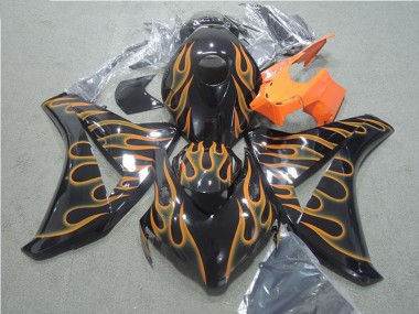 Carenados Moto Honda CBR1000RR 2008-2011 - Negro Brillante Naranja Llama