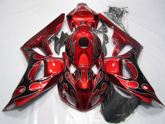 Carenado Moto Honda CBR1000RR 2006-2007 - Rojo Negro Brillante Llama