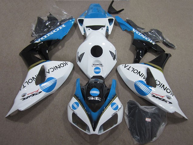 Carenados Moto Honda CBR1000RR 2006-2007 - Blanco Azul Claro Negro Brillante Konica Minolta