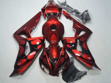 Carenados Moto Honda CBR1000RR 2006-2007 - Rojo Negro Brillante Llama