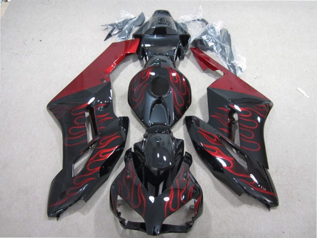 Carenado Moto Honda CBR1000RR 2004-2005 - Negro Brillante Rojo Llama