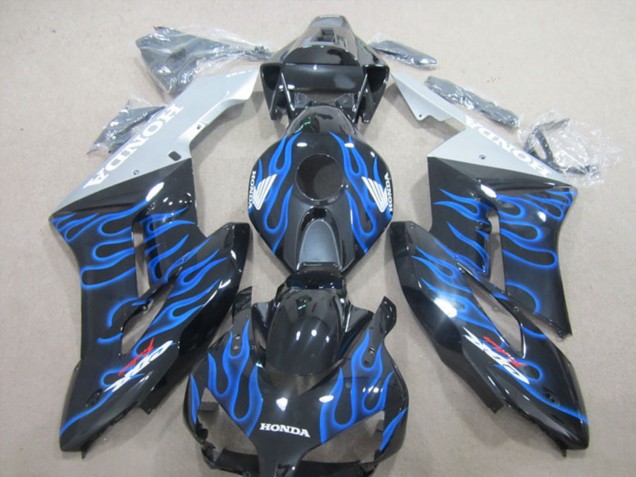 Carenados Moto Honda CBR1000RR 2004-2005 - Negro Brillante Azul Llama
