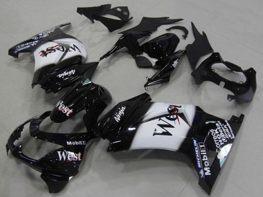 Carenados Moto Kawasaki ZX250R 2008-2012 - Negro Brillante Blanco West