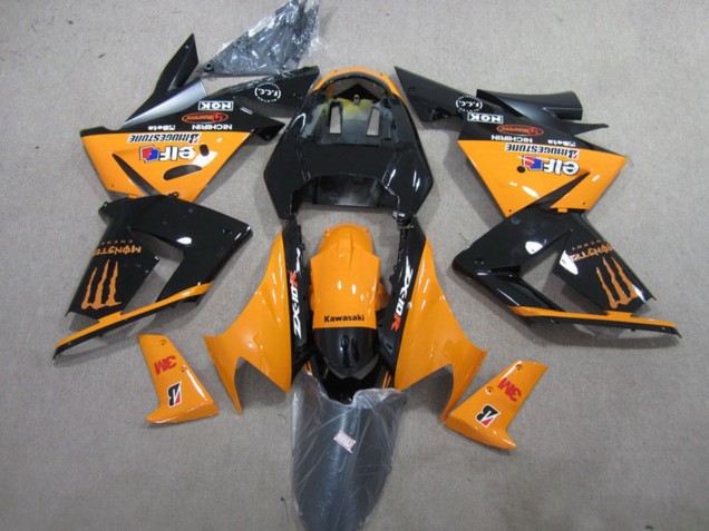 Carenados Moto Kawasaki ZX10R 2004-2005 - Naranja Negro Brillante 3M Monstruo