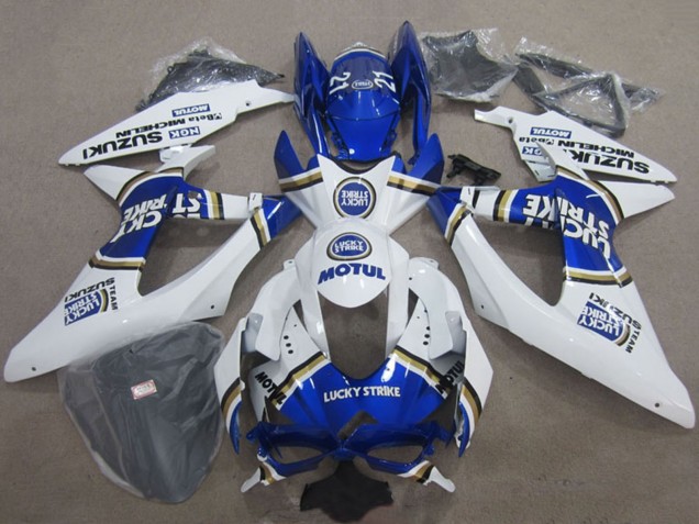 Carenados Moto Suzuki GSXR 600 2008-2010 - Blanco Azul Lucky Strike Motul