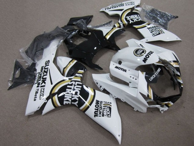 Carenados Moto Suzuki GSXR 750 2011-2024 - Blanco Lucky Strike Negro Motul