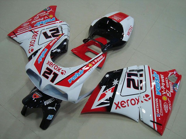Carenados Moto Ducati 748 916 996 996S 1993-2005 - Blanco Rojo Negro Brillante Valsir Xerox 21