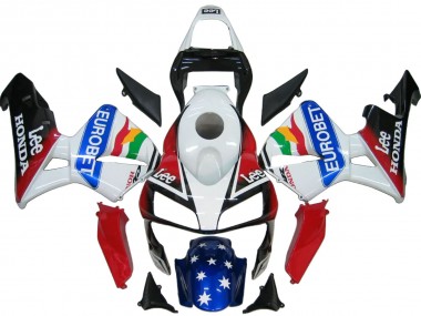 Carenado Moto Honda CBR600RR 2003-2004 - Blanco Rojo Azul Negro Brillante EuroBet