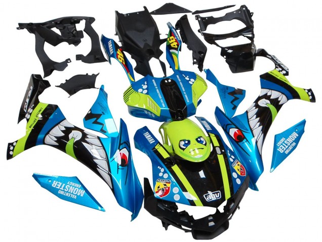 Carenados Moto Yamaha YZF R1 2015-2019 - Azul Verde Negro Tiburón