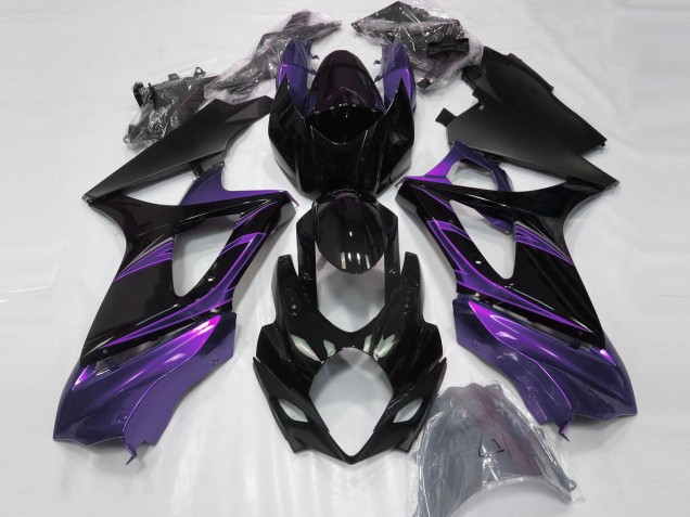 Morado Humor & Negro Brillante 07-08 GSXR 1000 Carenado Moto Morado Humor & Negro Brillante 07-08 GSXR 1000 Carenado Moto