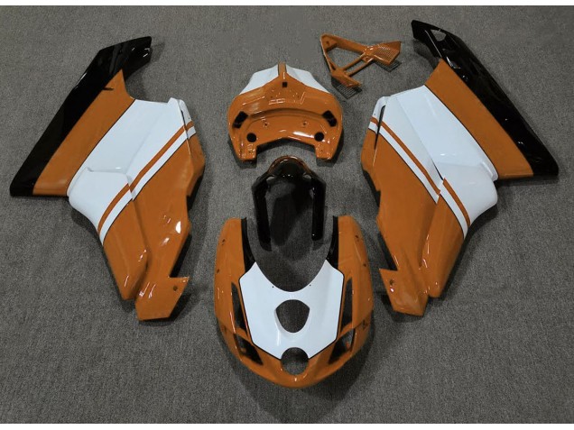 Naranja Brillante & Blanco 03-04 Ducati 749 999 Carenado Moto