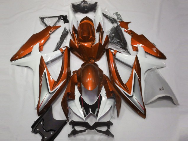 Naranja Brillante & Blanco 08-10 GSXR 600-750 Carenado Moto Naranja Brillante & Blanco 08-10 GSXR 600-750 Carenado Moto