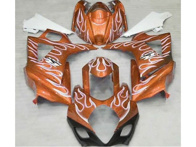 Naranja Brillante & Blanco Llama 07-08 GSXR 1000 Carenado Moto Naranja Brillante & Blanco Llama 07-08 GSXR 1000 Carenado Moto