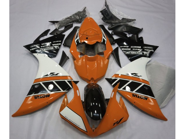 Naranja Brillante Blanco & Negro 12-14 R1 Carenado Moto Naranja Brillante Blanco & Negro 12-14 R1 Carenado Moto