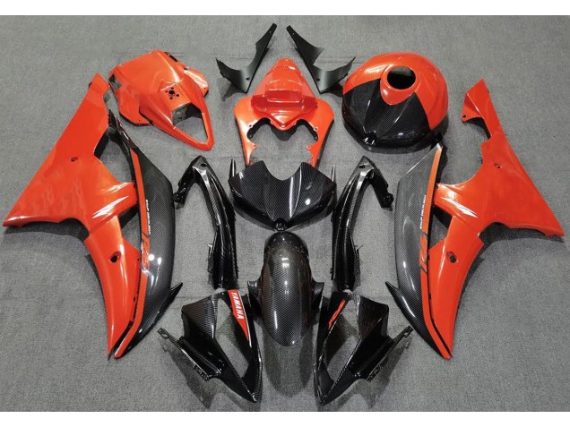 Naranja Brillante & Fibra De Carbono 08-16 R6 Carenado Moto Naranja Brillante & Fibra De Carbono 08-16 R6 Carenado Moto