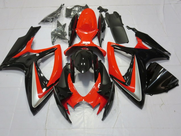 Naranja Plata & Negro 06-07 GSXR 600-750 Carenado Moto