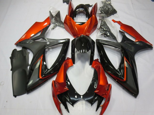 Naranja Quemado & Gris 06-07 GSXR 600-750 Carenado Moto