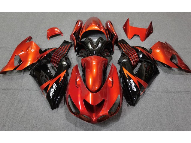 Naranja Quemado Negro 06-11 ZX14R Carenado Moto