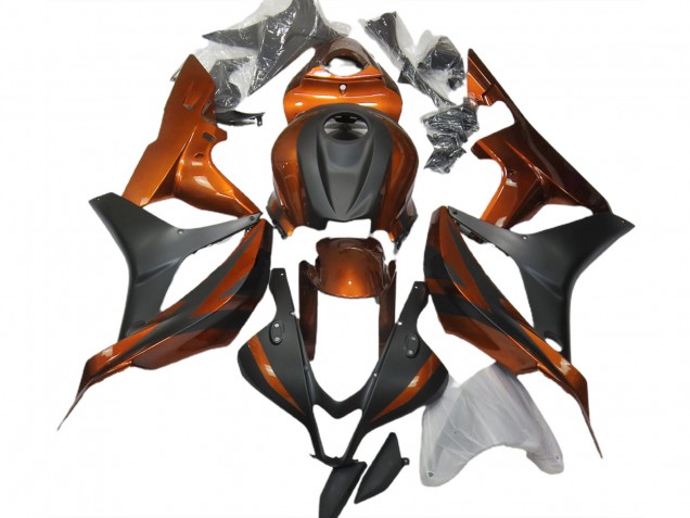 Naranja Quemado & Negro Mate 07-08 CBR600RR Carenado Moto Naranja Quemado & Negro Mate 07-08 CBR600RR Carenado Moto