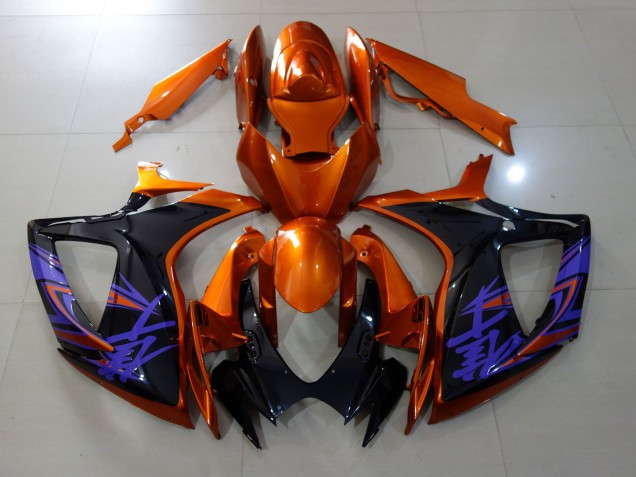 Naranja Vibrante & Negro Brillante 06-07 GSXR 600-750 Carenado Moto Naranja Vibrante & Negro Brillante 06-07 GSXR 600-750 Carenado Moto