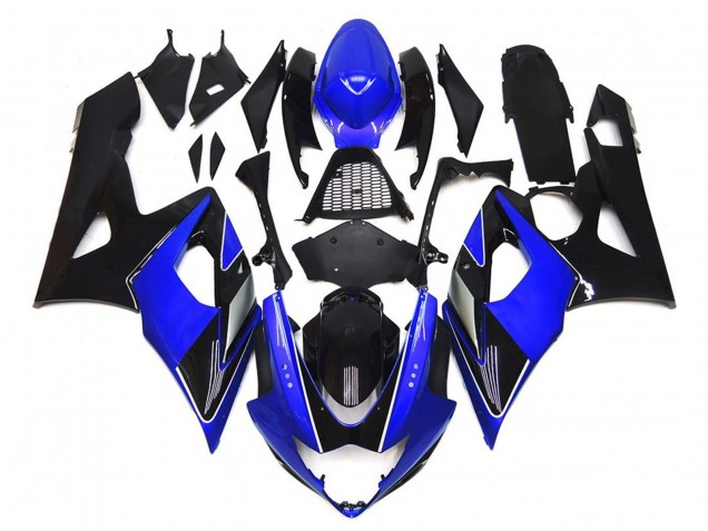 Negro & Azul Brillante Con Plata 05-06 GSXR 1000 Carenado Moto Negro & Azul Brillante Con Plata 05-06 GSXR 1000 Carenado Moto