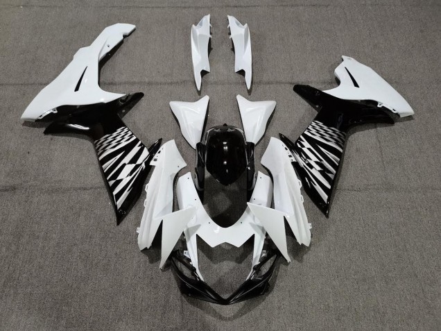 Negro Blanco & Plata 11-24 GSXR 600-750 Carenado Moto Negro Blanco & Plata 11-24 GSXR 600-750 Carenado Moto