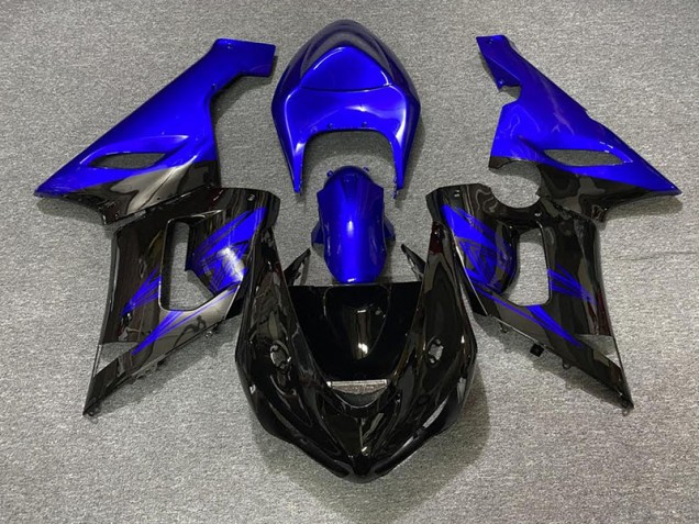 Negro Brillante & Azul 05-06 ZX6R Carenado Moto Negro Brillante & Azul 05-06 ZX6R Carenado Moto