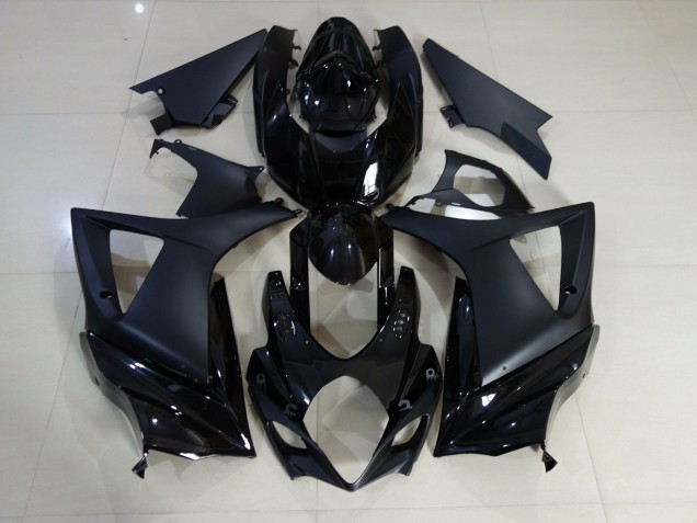 Negro Brillante & Mate Liso 07-08 GSXR 1000 Carenado Moto Negro Brillante & Mate Liso 07-08 GSXR 1000 Carenado Moto