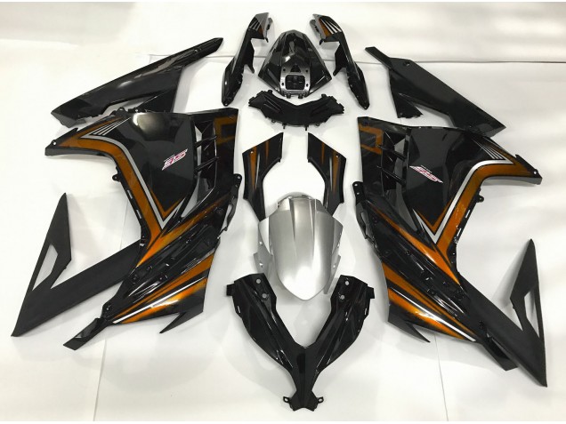 Negro Brillante & Naranja 13-18 Ninja 300 Carenado Moto Negro Brillante & Naranja 13-18 Ninja 300 Carenado Moto