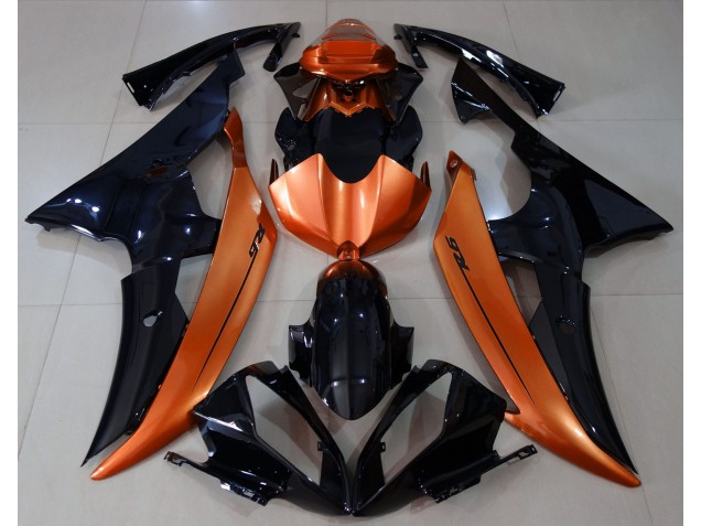 Negro Brillante & Naranja Claro 08-16 R6 Carenado Moto Negro Brillante & Naranja Claro 08-16 R6 Carenado Moto