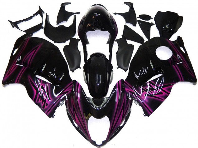 Negro Brillante Personalizado Con Rosa 97-07 GSXR 1300 Carenado Moto Negro Brillante Personalizado Con Rosa 97-07 GSXR 1300 Carenado Moto