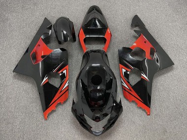 Negro Brillante & Rojo 04-05 GSXR 600-750 Carenado Moto