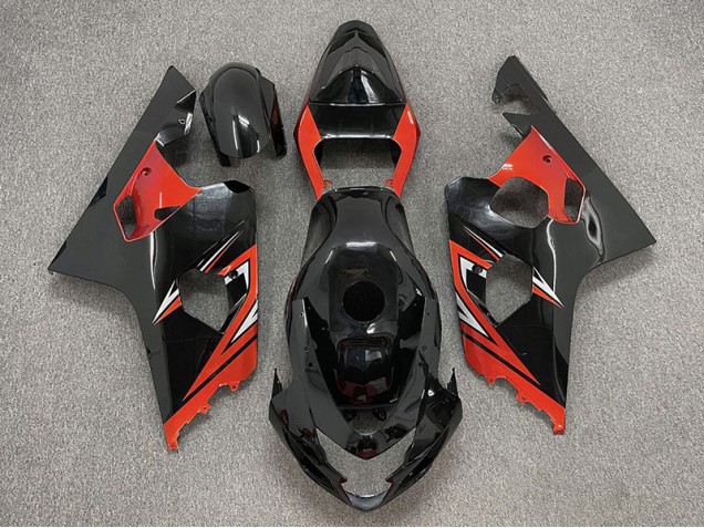 Negro Brillante & Rojo 04-05 GSXR 600-750 Carenado Moto Negro Brillante & Rojo 04-05 GSXR 600-750 Carenado Moto