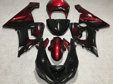 Negro Brillante & Rojo 05-06 ZX6R Carenado Moto